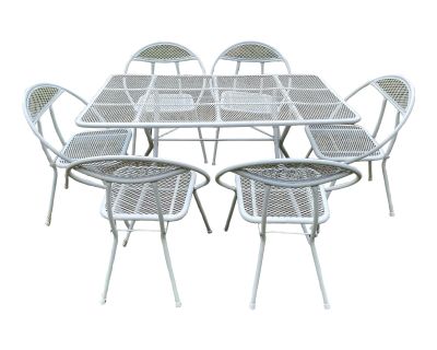 1960s Rid-Jid Folding Outdoor Dining Table & 6 Chairs, Attributed