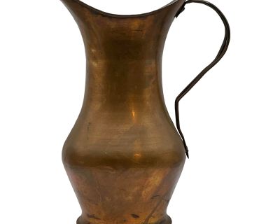 Antique Hand Hammered Copper Ewer Wine Water Can Pitcher Jug