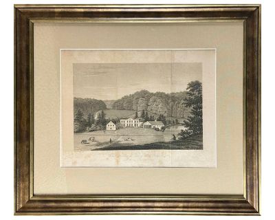 1818 Steel Engraved Illustration "Wotton in Surrey, the Seat of John Evelyn Esq."