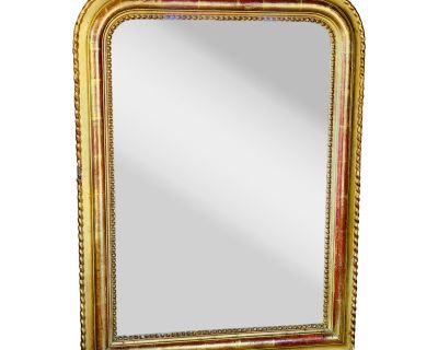Late 19th Century Antique French Louis Philippe Gilt Wood Mantel Wall Mirror