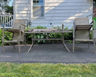 glass and steel outdoor table