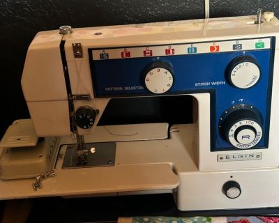 Vintage embroidery Elgin sewing machine with all a