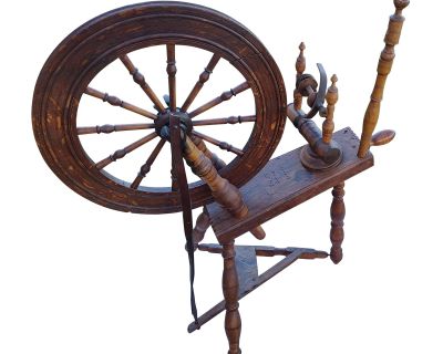 Primitive Saxony Woden Spinning Wheel 19th Century