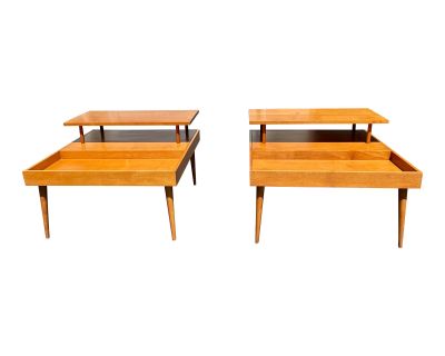 1950s Pair of Paul McCobb Planner Group by Winchendon Two Tier Tables