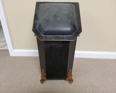 LL8 Antique Victorian Coal Scuttle Box Fireplace Bin With Brass Hardware Marked 1872