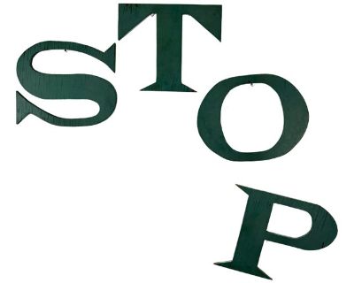 Set of 4 Large Vintage Teal Double Sided Painted Wood Letters: S, T, O, P