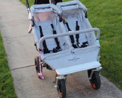 Easywalker duo double stroller, silver, good used condition