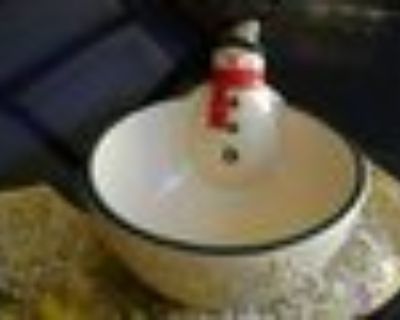Thick Ceramic Snowman "Coffee Cup" Candy Dish