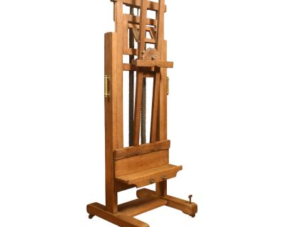 Large Rustic Adjustable Oak Artists Easel