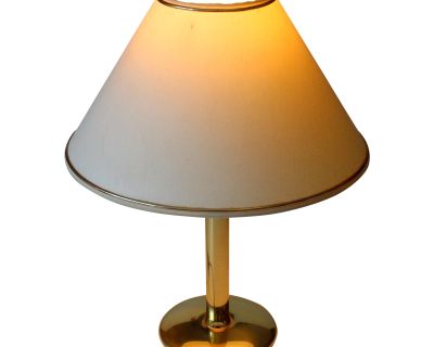 1970s Vintage - Elegant Brass Table Lamp With a Fabric Lampshade