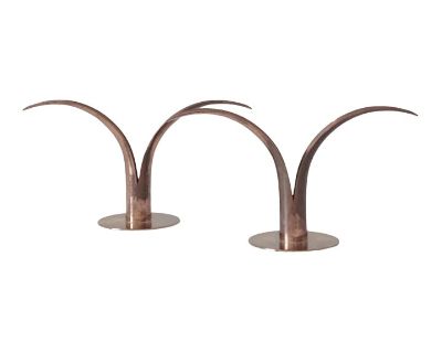 Mid-Century Modern Sweden Lilly Brass Candle Holders - a Pair