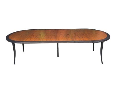 Harvey Probber Saber Leg Teak and Mahogany Dining Table With Four Leaves Refinished