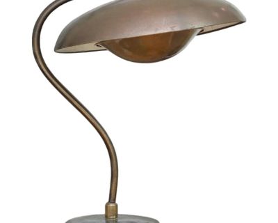 Bauhaus, Mid-Century Modern, Desk Lamp, Gilt Metal, Germany, 1930s
