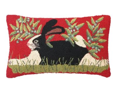 Bunny on Red Hook Pillow, 20" x 12"