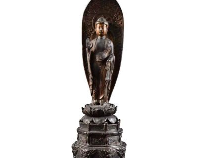 Early 20th Century Meiji Japanese Gilt Bronze Buddha Kannon Gold Statue Kyoto Japan Altar Temple