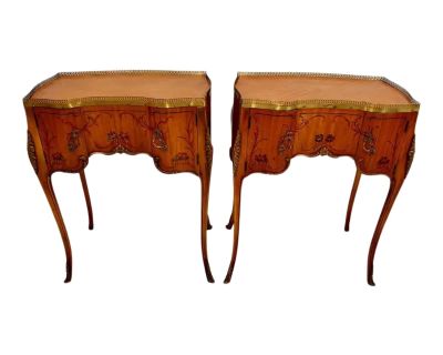 1930s Vintage French Nightstand/End Tables with Inlaid - a Pair