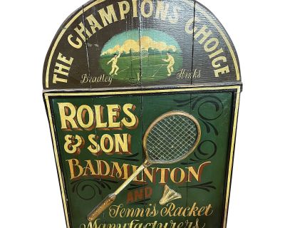 Vintage Wood Badminton Advertising Sign