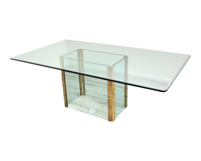 Vintage Brass & Glass Dining Table by Pace