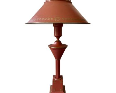 Vintage Burnt Orange & Gold Tole Lamp