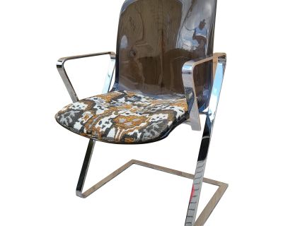 Mid 20th Century Mid Century Modern Chromcraft Style Tinted Lucite Chrome Flat Bar Armchair