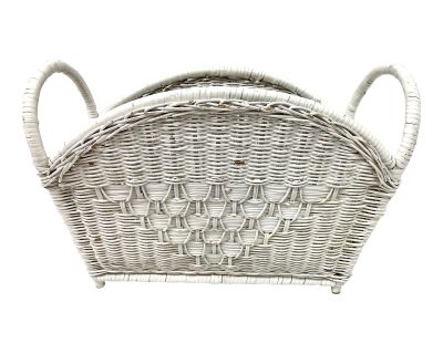 White Wicker Magazine Basket