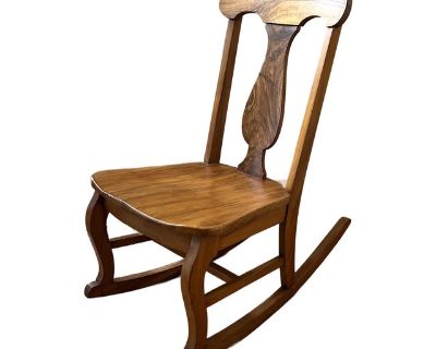 Vintage Handcrafted Child-Size Small Wooden Rocker