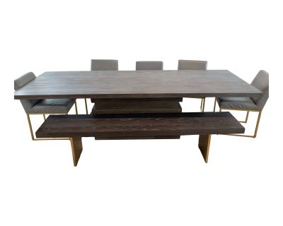 Oak Dining Table With Restoration Hardware Grant Chairs - Set of 7