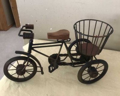Vintage Metal Tricycle & Basket Decor