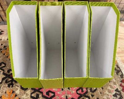 12 fabric-covered green magazine/file containers