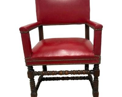 Antique Barley Twist Red Accent Chair