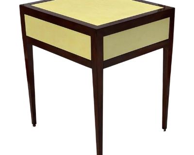 1990s Mahogany and Parchment One Drawer Nightstand in the Manner of Jean-Michel Frank