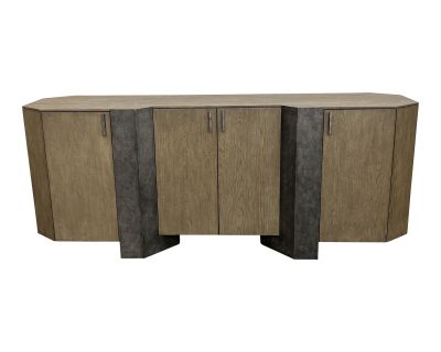 Custom Design Euforia Buffet Cerused Oak + Antique Silver Metal Buffet