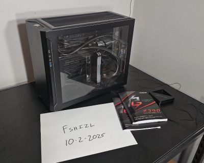 ASRock Z390 Phantom Gaming ITX/ac 32GB Corsair Vengeance RGB Pro (16GB x 2) Intel Core i9-9900k Coffee Lake 8-Core, 16-Thread 3.6 GHz LSA 1151 Nzxt Kraken X52 AIO Sliger SM580 with magnetic dust filters Asking 600 or best offer shipped. PayPal or Venmo System is missing PSU and video card, but I have a spare sf750 that I can add for 100 bucks. It needs new cables though as I modified my cables ...