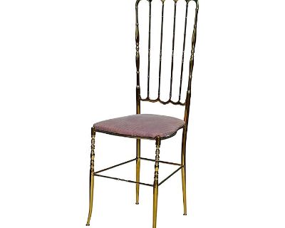 1960s Chiavari Italian Mid-Century Hollywood Regency High Back Brass Side Chair