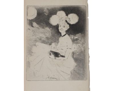 Jean-Louis Forain (1852-1931) "A Night Out" Original Etching c.1890s