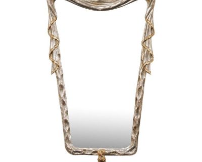 Mid 20th Century Italian Silver/Gold Mirror with Draped Design