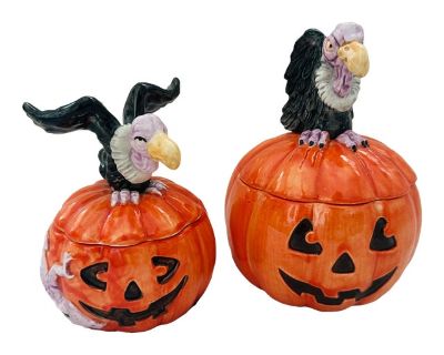 Fitz & Floyd Buzzard/Pumpkin Candy Dish/Box