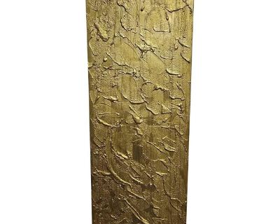 Tall Textured Gold Abstract Wall Art – Contemporary Metallic Painting
