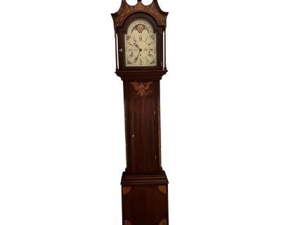 1990s Sligh Grandfather Clock - Joseph Doll Henry Ford Inlaid Mahogany