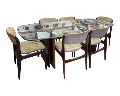 1970s Vintage Danish Rosewood Dining Table Set of 9