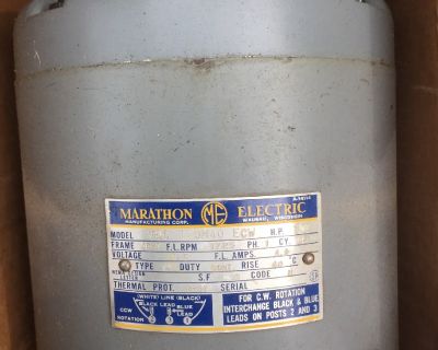 Universal Motor selling at reasonable price.  It is a Marathon Electric of Wausau, Wisconsin.  Model VQC 120M40 ECW. HP 1/4 Frame 56-4 F.L.RPM 1725 PH. 1 CY 60
Voltage 116 Amps 4.9 Type ss Duty Cont. Rise 40 SF 1.35 Code M  Thermal Prot. 8-57