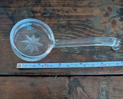 Etched glass star design vintage condiment spoon