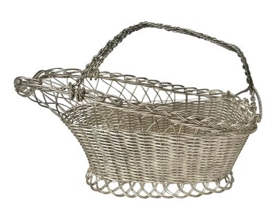 Vintage French Silver Wire Wine Bottle Caddy