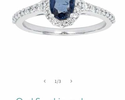 14K White Gold Sapphire Diamond Ring