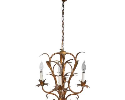 Italian Gilt Metal Foliate Chandelier C. 1940/60's