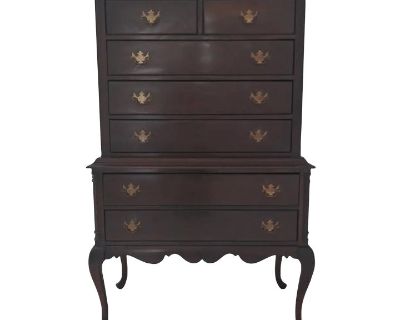 1950s Vintage French Country Pine Highboy Dresser