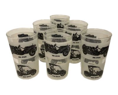 Vintage Glass Tumblers Classic Cars- 6 Pieces
