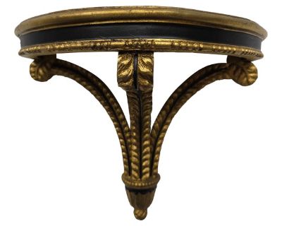 Vintage Neoclassical Giltwood Wall Shelf With Black Trim