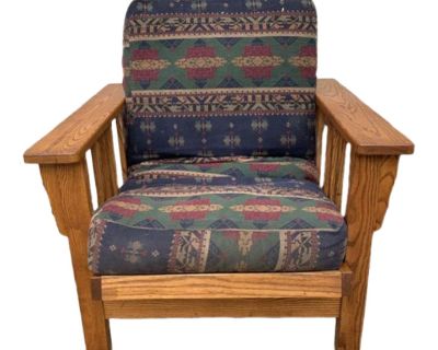 Mid 20th Century Solid Oak Mission Style Recliner Chair