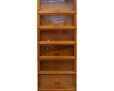Early 20th C. Globe-Wernicke Quarter Sawn 6 Stack Lawyer's Bookcase With Drawer C.1910